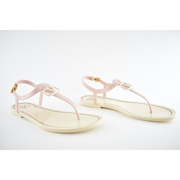 Valentino Rockstud Pink V Logo PVC Thong Rubber Jelly Ankle Strap Flat Sandal 41 - Picture 4 of 11
